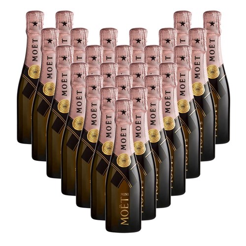 Case of 24 Bottles of Mini Moet And Chandon Rose Champagne 20cl – Perfect for Parties or Giveaways